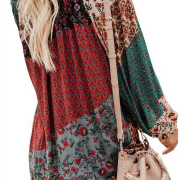 •L • Boho Peasant Patchwork Top New - Picture 4 of 9